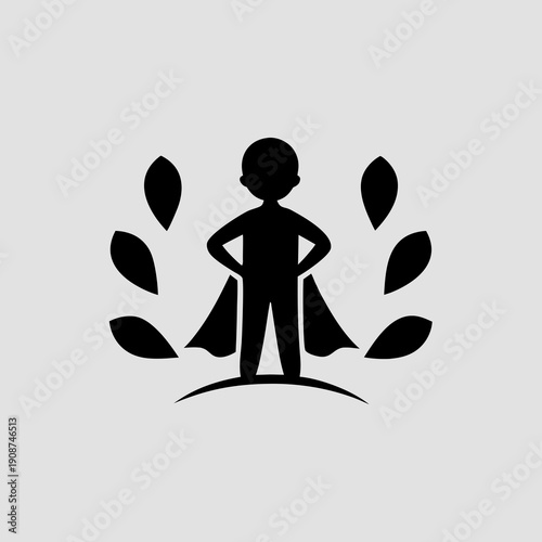 Confident child superhero standing strong with cape flowing