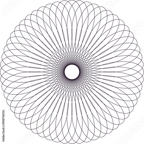 Intricate Radial Spirograph Line Art