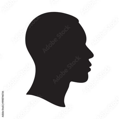 Black silhouette of African man head in profile on white isolated background vector illustration