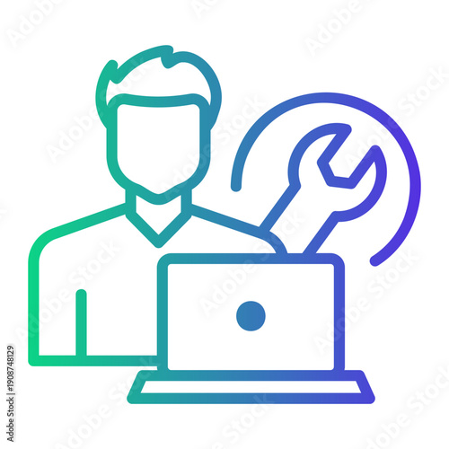 tech support Line Gradient Icon