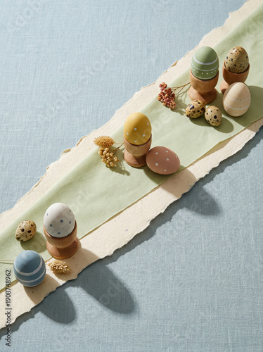 Modern Easter Flat Lay - Geometric Composition with Clean Diagonal Lines