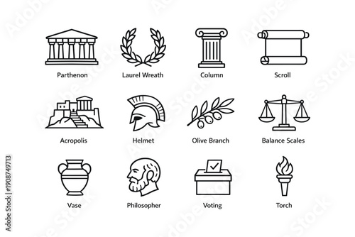 Ancient greek symbols and icons collection