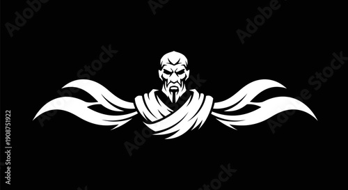 Abstract warrior silhouette on black