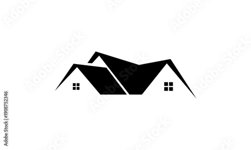 Minimalist Black and White House Roofs Logo Design.