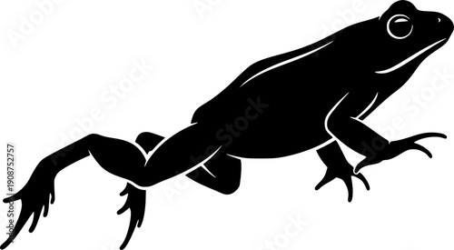 Black frog silhouette vector illustration isolated on white background jumping toad amphibian icon for nature conservation wildlife logo design and educational projects