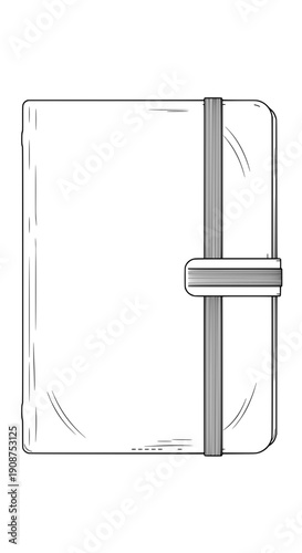 Vector illustration of a leather-bound journal with elastic strap closure
