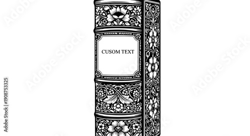 An ornate book cover with intricate designs and a blank space for text, detailed vector illustration