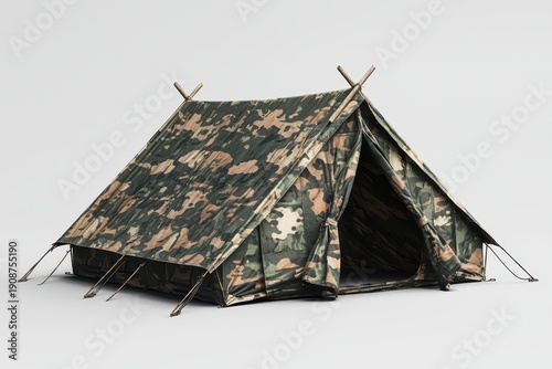 Wallpaper Mural Camouflage camping tent pitched outdoors photo Torontodigital.ca