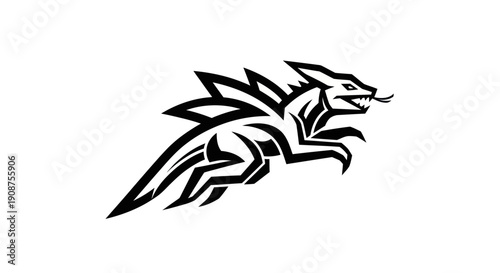 Foto Stylized reptilian creature in bold silhouette