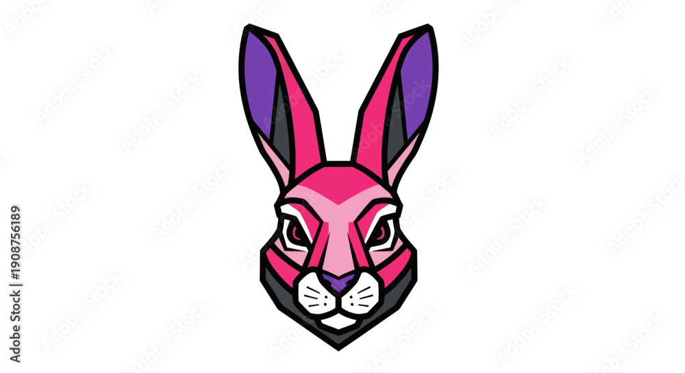 Obraz premium Stylized pink rabbit head design