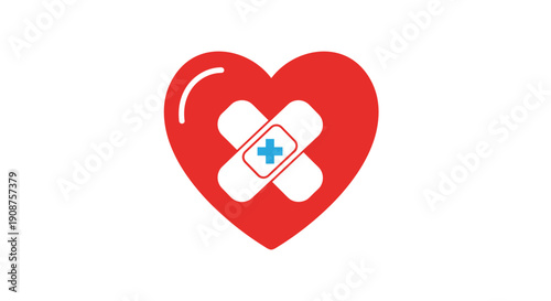 Red Heart with Bandage and Cross.