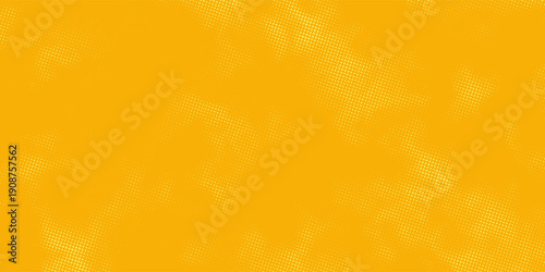 Yellow halftone pattern. Retro comic gradient background. Bright orange pixelated dotted texture overlay. Cartoon pop art faded gradient pattern. Vector backdrop for poster, banner, eps10