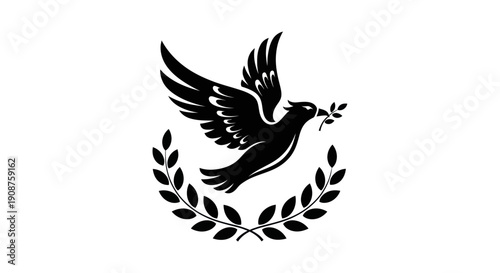 Dove in flight with olive branch