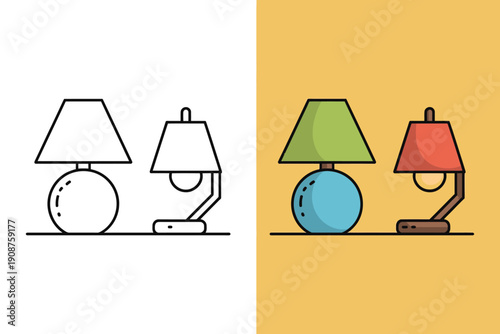 Minimalist Line Art Desk Lamps with Shades