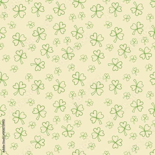 A green clover stripe pattern on a yellow background for fabric design and background patterns.