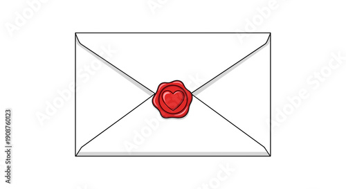 Red Wax Seal on Envelope Illustration.