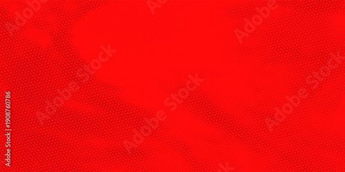 Abstract dots halftone red color pattern gradient texture with technology digital background. Pop art comics style.