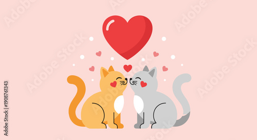 Three Cats with Heart Symbolizing Love.