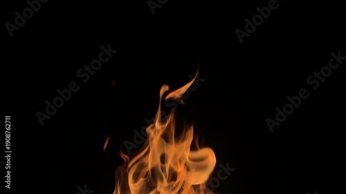 Isolated fire on black background. Flame on black background. Fire on black background.