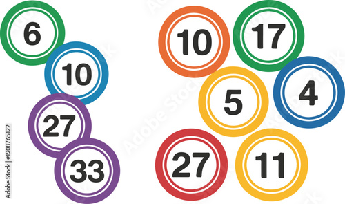 Colorful Lottery Balls with Numbers Lotto and Bingo Game Vector Illustration
