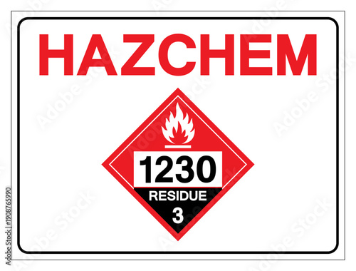 Hazard Chemical UN1230 Methanol Residue Class 3 Symbol Sign, Vector Illustration, Isolate On White Background, Label.EPS10