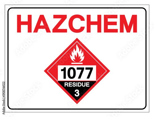 Hazard Chemical UN1077 Propylene Residue Class 3 Symbol Sign, Vector Illustration, Isolate On White Background, Label .EPS10