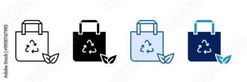 Reusable Bag Icon Set Multiple Style Collection