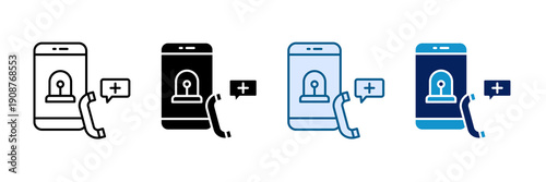 Emergency Hotline Icon Set Multiple Style Collection
