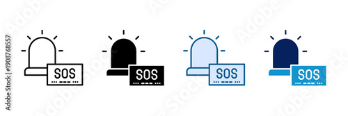 Sos Signal Icon Set Multiple Style Collection