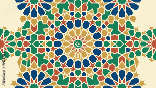 Intricate Islamic Geometric Pattern Background - Seamless Arabesque Design for Decor