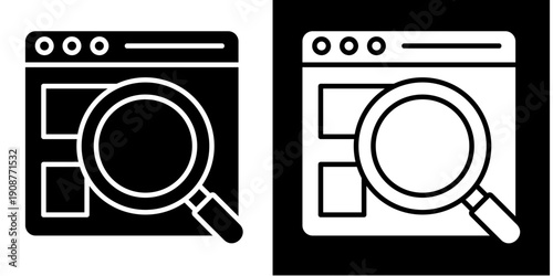 Research Icon Set White Glyph Style Collection