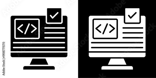 Coding Icon Set White Glyph Style Collection