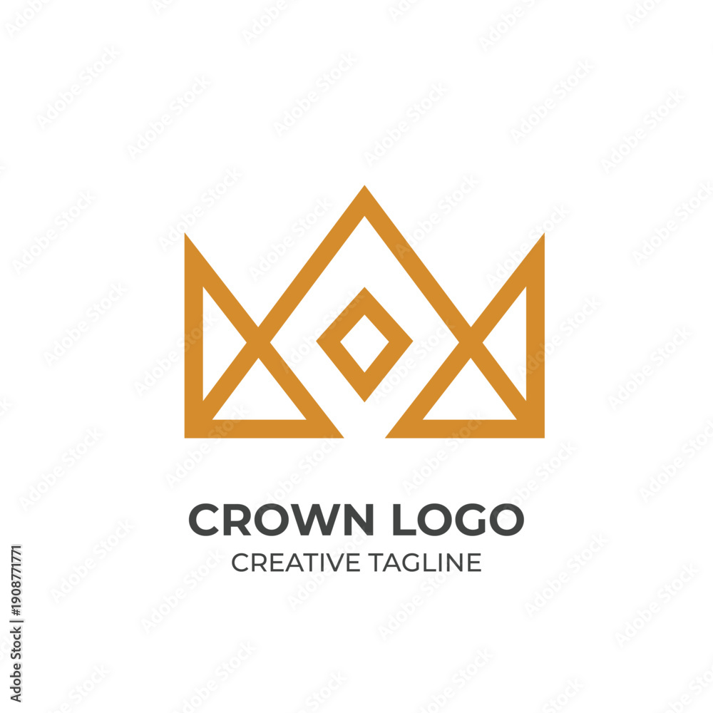 Fototapeta premium Minimal Crown Logo with Inner Diamond Line Design Flat Vector