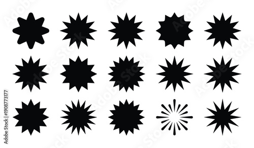 Black star explosion collection set in vector format one hundred characters space available