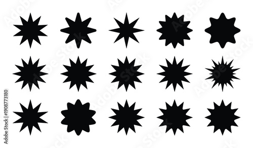Black star explosion collection set in vector format one hundred characters space available