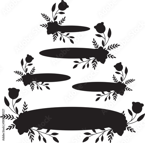 Decorative floral frames empty banners floral silhouettes rustic natural elements for text rustic celebration greetings