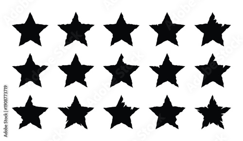 Collection of star shape design vector illustration set for graphic resource clip art