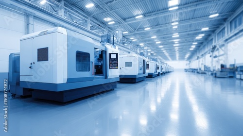 Advanced Manufacturing Facility with Modern CNC Machines and Clean Production Floor in Industrial Setting for Precision Engineering Applications