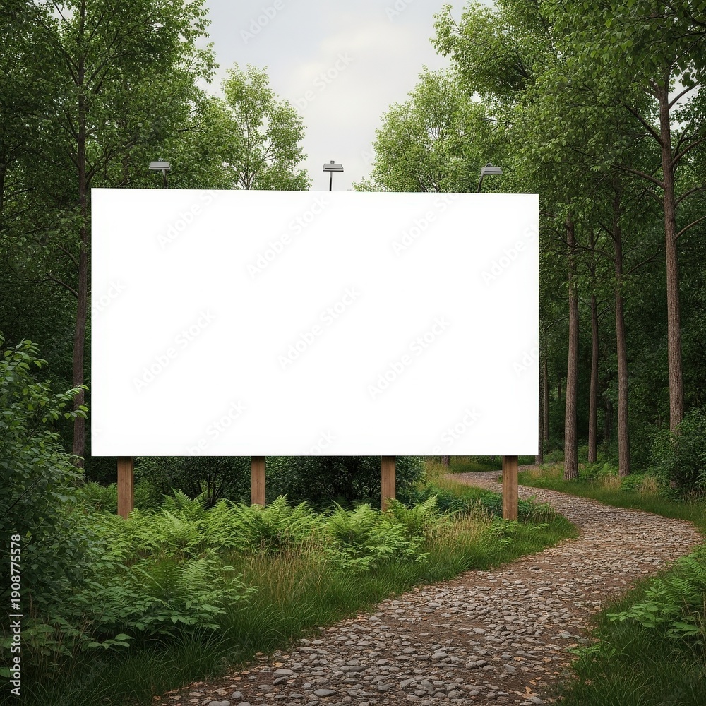 Fototapeta premium Blank Billboard in Forest Setting.