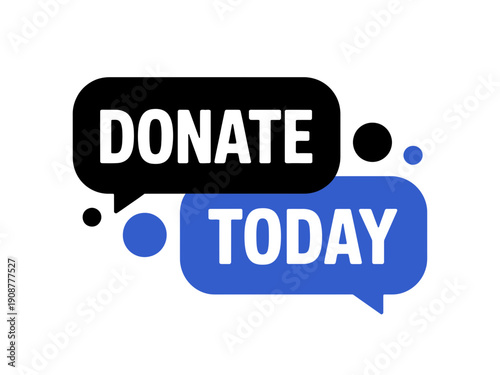 A vector graphic illustration of a donate today icon with speech bubbles