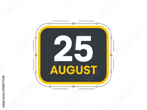 A vector graphic illustration of a calendar icon showing the date August 25 in a modern flat design style.