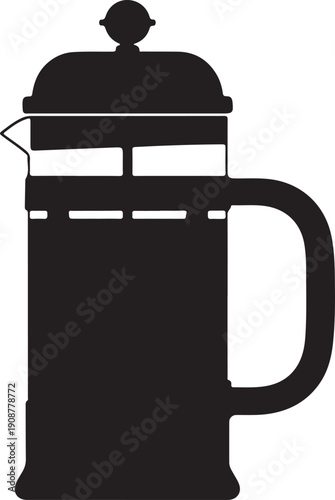 Minimalist french press coffee maker icon isolated on white background