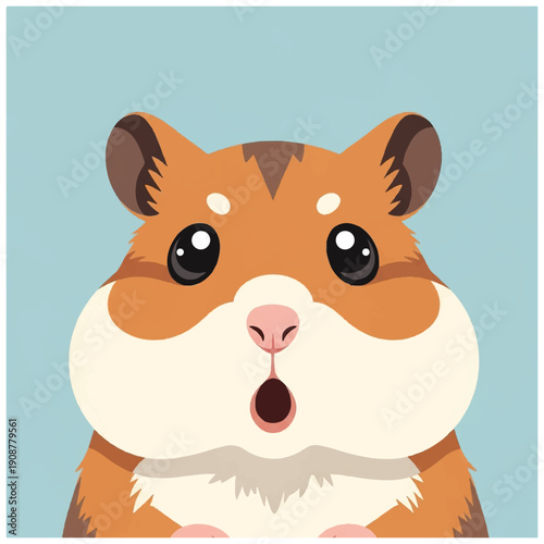 Surprised Cartoon Hamster with Open Mouth.