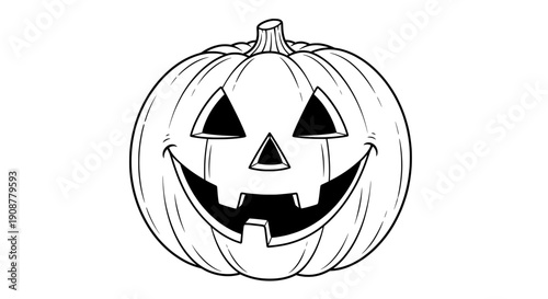 Halloween pumpkin jack o lantern with triangular eyes and sharp teeth