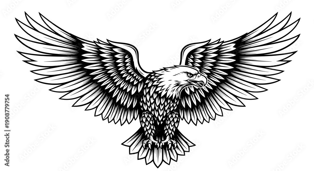 Fototapeta premium Majestic eagle in flight with detailed feathers and extended talons