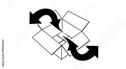 geometric black white arrows composed of small squares rectangles pointing opposite directions