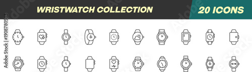 Line Signs of Wristwatch for Adverts. Suitable for books, stores, shops. Editable stroke in minimalistic outline style. Symbol for design