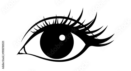 closeup monochrome eye with detailed iris and wispy eyelashes