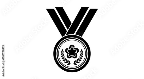 Vintage military medal with laurel wreath border and central star insignia