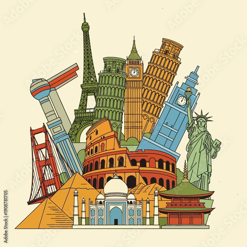 Famous Landmarks Collage - Global Travel Destinations